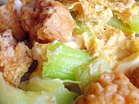 青梗菜の唐揚げ親子丼♪